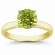 Peridot Gemstone Solitaire Ring in 14K Yellow Gold