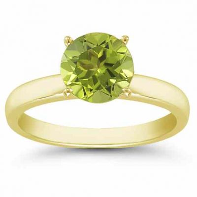 Peridot Gemstone Solitaire Ring in 14K Yellow Gold -  - AOGRG-PD14KY