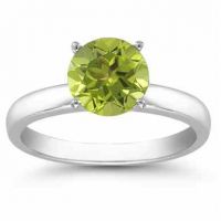 Peridot Solitaire Ring in Sterling Silver