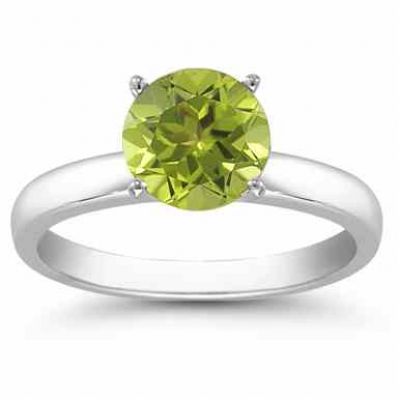 Peridot Solitaire Ring in Sterling Silver -  - AOGRG-PD1SS
