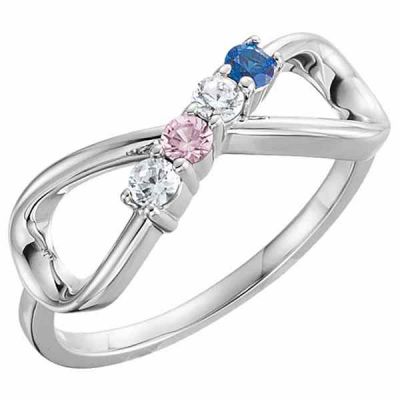 Custom 4-Stone Family Infinity Ring in Silver -  - STLRG-71679SS4