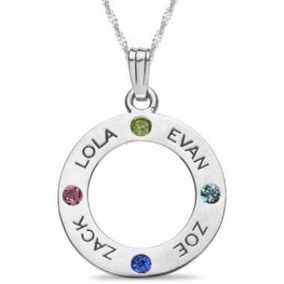 Personalized and Engraveable Gemstone Circle Pendant -  - ML-F175W