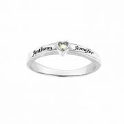 Personalized and Engraved CZ Heart Ring in Sterling Silver