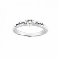 Personalized and Engraved CZ Heart Ring in Sterling Silver