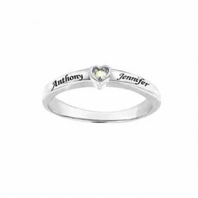 Personalized and Engraved CZ Heart Ring in Sterling Silver -  - JARG-MR91468-1-SS