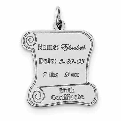 Personalized Birth Certificate Pendant, Sterling Silver -  - QGPD-QC7183