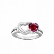 Personalized Birthstone Promise Ring with Heart-Shaped CZ