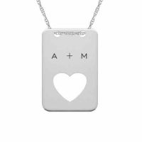 Personalized Cut-Out Heart Dog Tag Necklace in White Gold