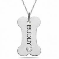 Personalized "Doggy Bone" Pendant in 10K or 14K White Gold