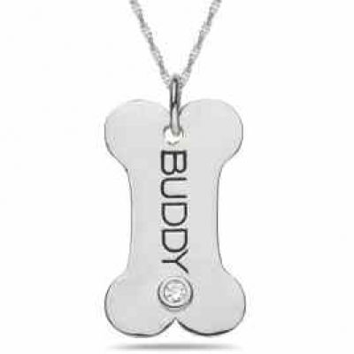Personalized "Doggy Bone" Pendant in 10K or 14K White Gold -  - ML-F412W