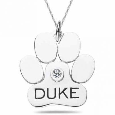 Personalized Dog Paw Pendant in 10K or 14K White Gold -  - ML-F414