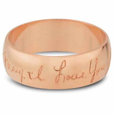Personalized Handwriting Wedding Band Ring in 14K Rose Gold -  - WVR-903-P