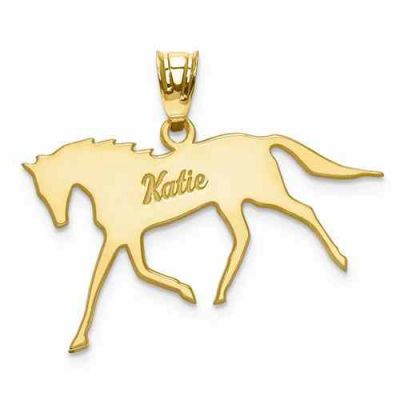 Personalized Horse Name Pendant in 14K Gold -  - QGPD-XNA690Y