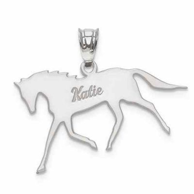 Custom Horse Name Pendant in 14K White Gold -  - QGPD-XNA690W