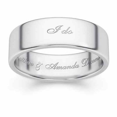 Personalized "I Do" White Gold Wedding Band Ring -  - WVR-100W