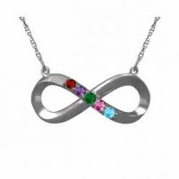 Personalized Infinity Birthstone Gemstone Necklace in White Gold