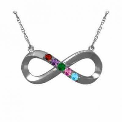 Personalized Infinity Birthstone Gemstone Necklace in White Gold -  - ML-F901-14KW