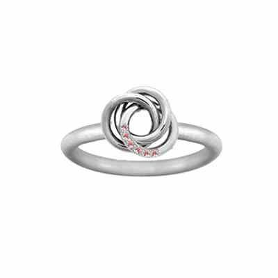 Personalized Love Knot Ring with Cubic Zirconia Stones Sterling Silver -  - JARG-MR30506-6-SS