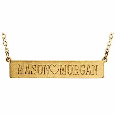 Personalized Love Plate Necklace in 14K Yellow Gold -  - STLPD-85778