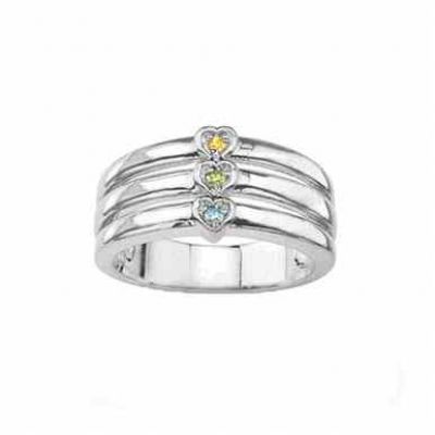 Personalized Mother s Heart Ring with CZ Stones -  - JARG-MR91468SS