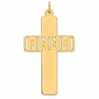Personalized Name Cross Pendant, 14K Gold
