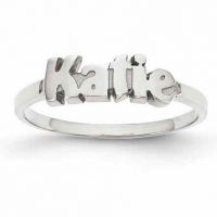 Personalized Polished Custom Name Ring, Sterling Silver