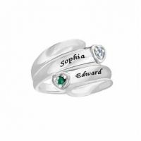 Personalized Promise Ring With CZ Birthstone in Sterling Silver