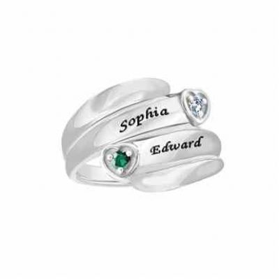 Personalized Promise Ring With CZ Birthstone in Sterling Silver -  - JARG-MR91448-2-SS