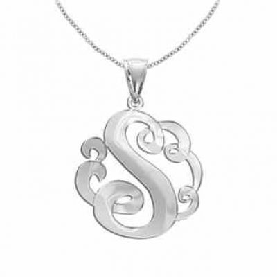 Personalized Single Initial Pendant Necklace in Sterling Silver -  - JAPD-ZC91546L-A-SS