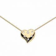 Petite Diamond Heart Necklace, 14K Yellow Gold