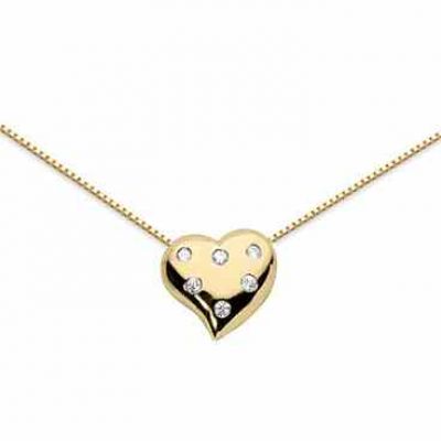 Petite Diamond Heart Necklace, 14K Yellow Gold -  - USPD-HPD114Y