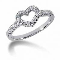 Petite Diamond Heart Ring in 14K White Gold