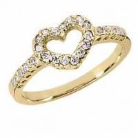 Petite Diamond Heart Ring in 14K Yellow Gold