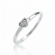 Petite Heart Ring in Sterling Silver with Diamond Accent