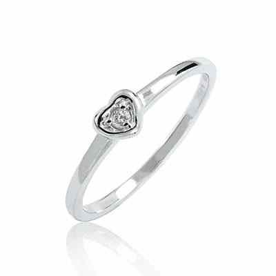 Petite Heart Ring in Sterling Silver with Diamond Accent -  - PRJ-PRRS0142