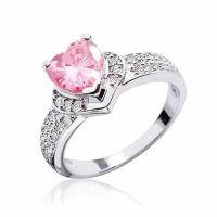 Pink CZ Heart Ring in Sterling Silver