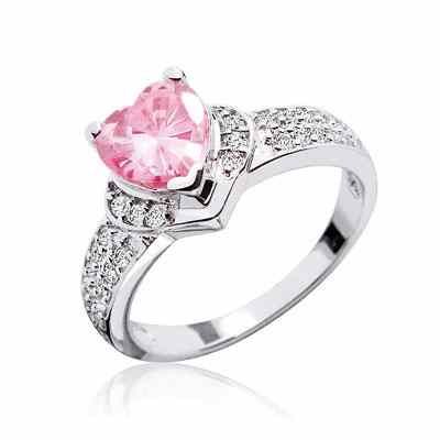 Pink CZ Heart Ring in Sterling Silver -  - PRJ-PRRS0073