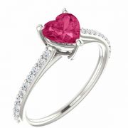 Heart-Shaped Pure Pink Topaz Diamond Ring in White Gold