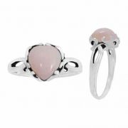 Pink Opal Heart Ring, Sterling Silver