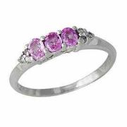 Pink Sapphire & Diamond Ring, 14K White Gold
