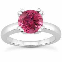 Pink Sapphire Solitaire Ring, 14K White Gold