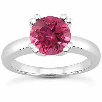 Pink Sapphire Solitaire Ring, 14K White Gold -  - US-ENR321PSW
