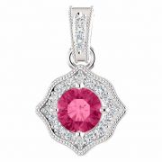 Pink Topaz and 1/5 Carat Diamond Pendant in White Gold