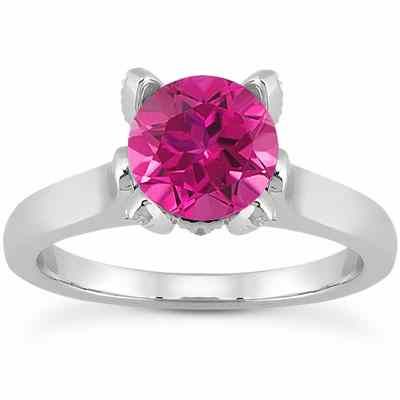 Pink Topaz and Diamond Accent Solitaire Engagement Ring -  - US-ENR7961PTW