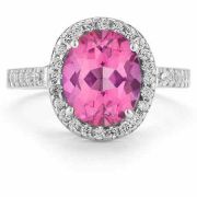 Pink Topaz and Diamond Cocktail Ring in 14K White Gold