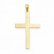 Plain High-Polished Cross Pendant in 14K Yellow Gold