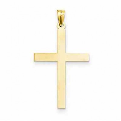 Plain High-Polished Cross Pendant in 14K Yellow Gold -  - QGPD-REL79