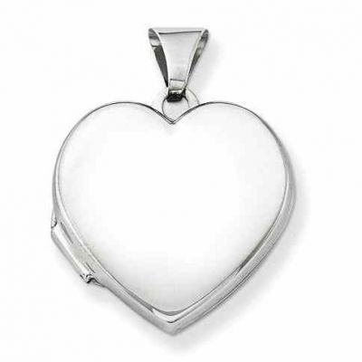 Plain Polished Heart Locket Necklace -  - QGPD-QLS90