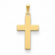 Plain Stamped Polished Cross Charm Pendant in 14K Yellow Gold