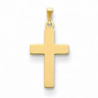 Plain Stamped Polished Cross Charm Pendant in 14K Yellow Gold